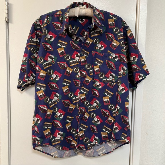 Architect Other - French Postcard Blue Navy Button Down Shirt Medium